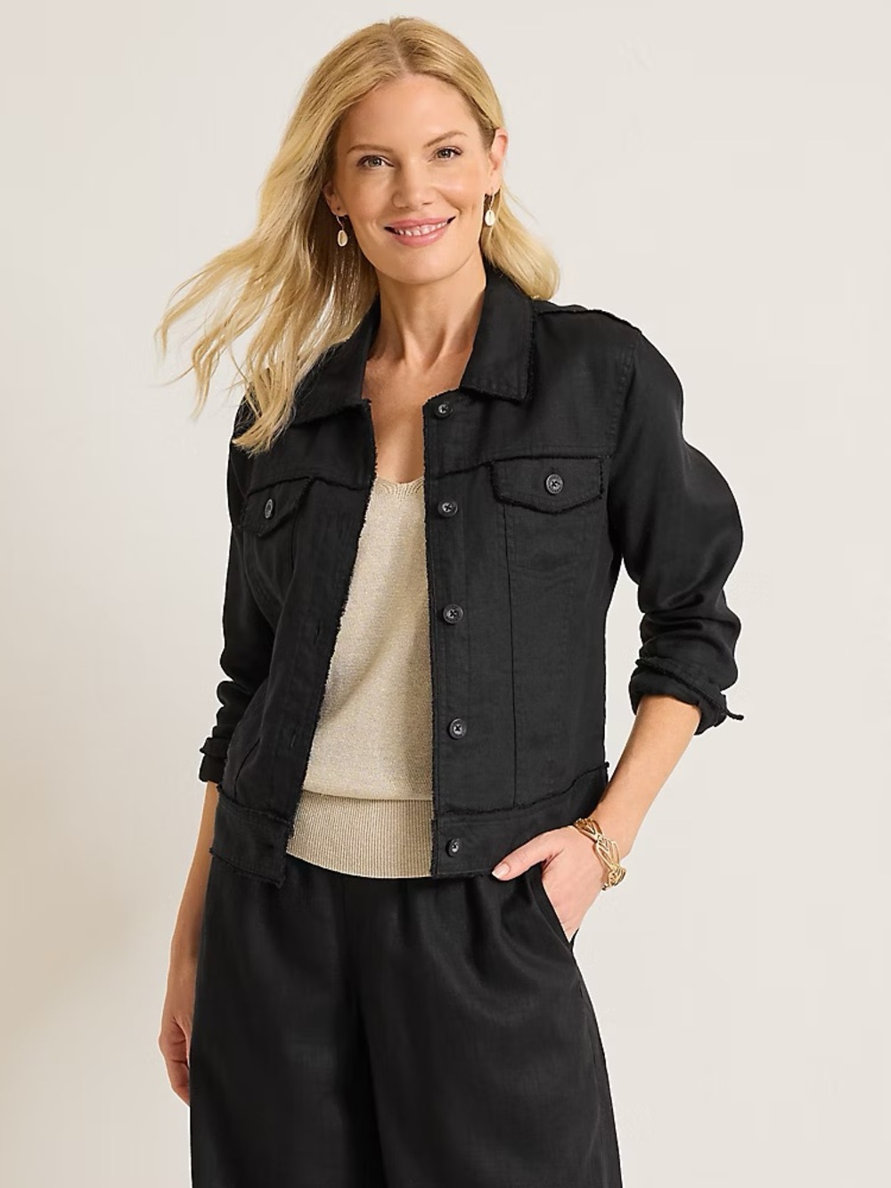 Tommy Bahama Two Palms Linen Raw-Edge Jacket Large